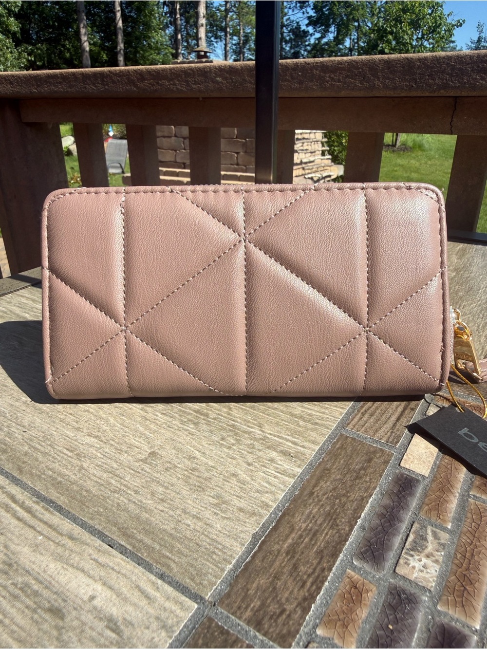 NWT BeBe Quilted Wristlet in Dusty Rose with Sparkle Rhinestone Wallet - Picture 4 of 7